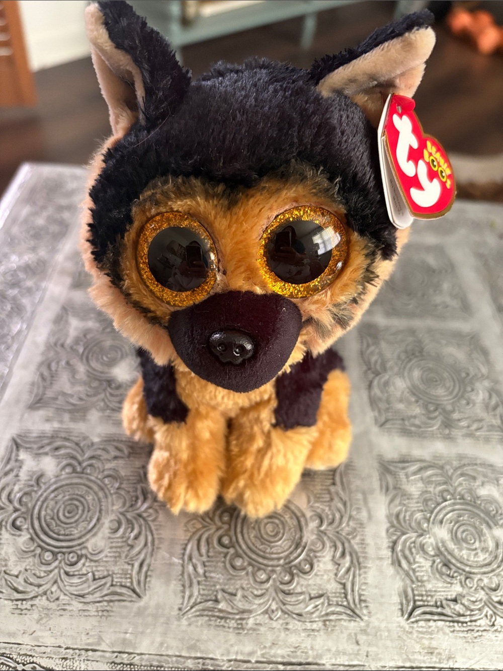 Ty German Shepherd Plush - Black, Tan & Gold Eyes